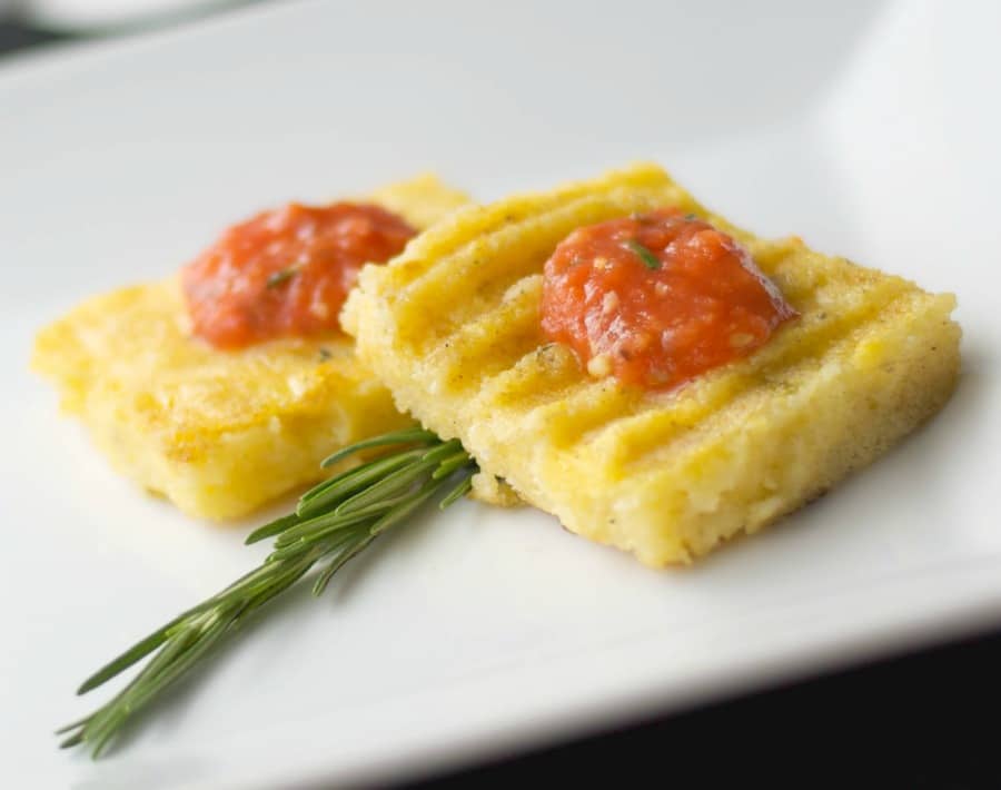 Grilled Polenta with Roasted Roma Tomato Coulis