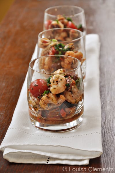 Seafood Salad in glasses on a plate