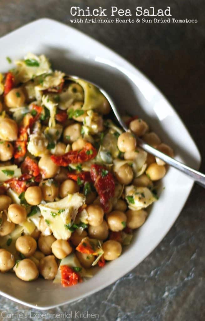 Chick Pea Salad with Artichokes and Sun Dried Tomatoes | Carrie's Experimental Kitchen