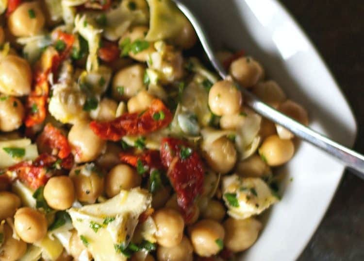 Chick Pea Salad with Artichokes and Sun Dried Tomatoes | Carrie's Experimental Kitchen