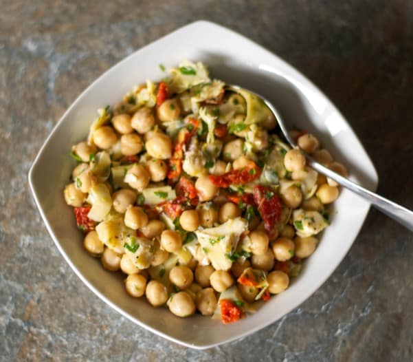 Chick Pea Salad with Artichokes and Sun Dried Tomatoes