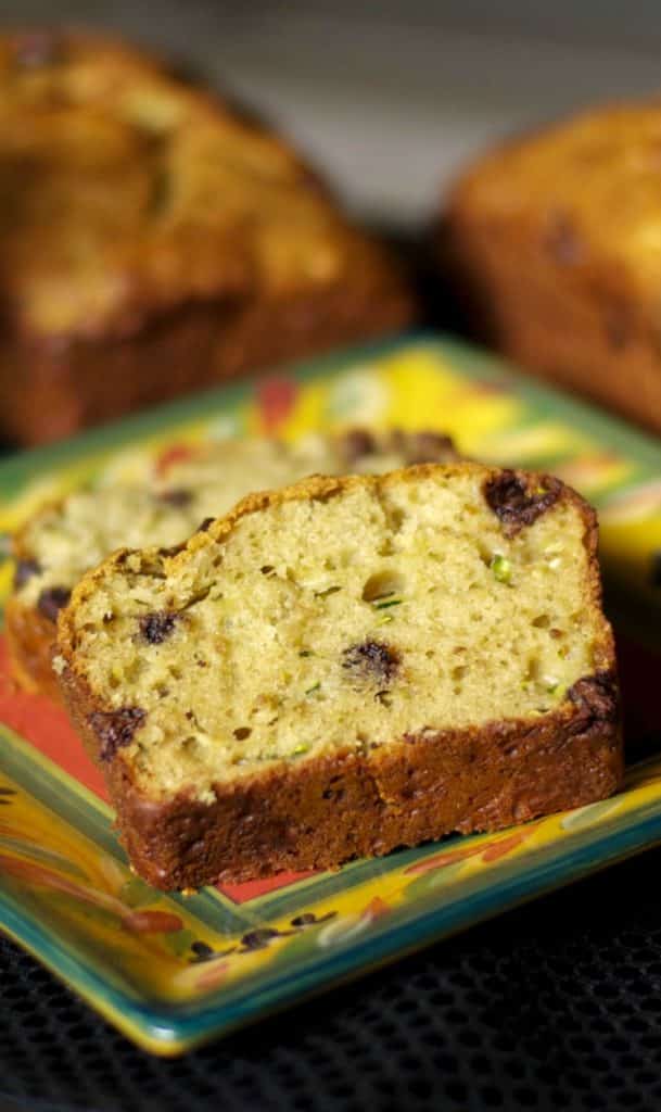This version of Chocolate Chip Zucchini Bread is lightened up a bit with Greek yogurt and applesauce, but it's loaded with flavor.