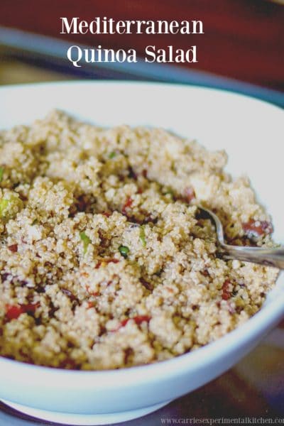 Mediterranean Quinoa Salad made with Kalamata olives, sun dried tomatoes and Feta cheese in a balsamic vinaigrette is a tasty salad that is loaded with flavor.