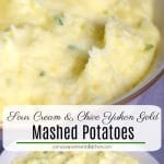 Sour Cream & Chive Yukon Gold Mashed Potatoes are easy enough to make for a busy weeknight, yet different enough for a holiday or special occasion.