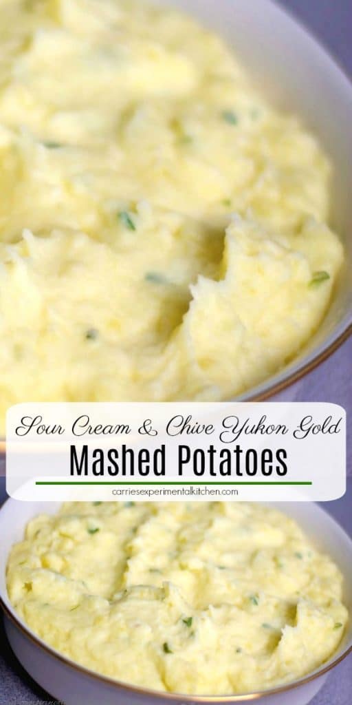 Sour Cream & Chive Yukon Gold Mashed Potatoes are easy enough to make for a busy weeknight, yet different enough for a holiday or special occasion.