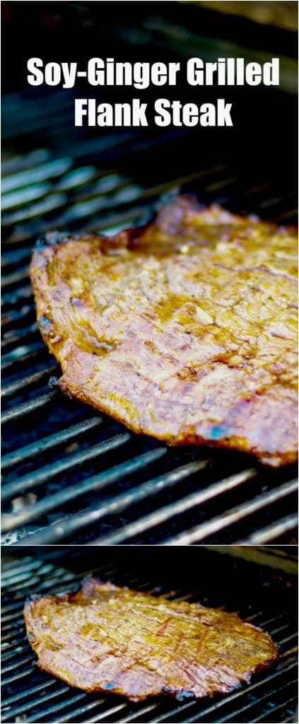 Flank steak marinated in fresh ginger, ginger, soy sauce, and brown sugar; then grilled to perfection. A must-try on your summer grilling list. 