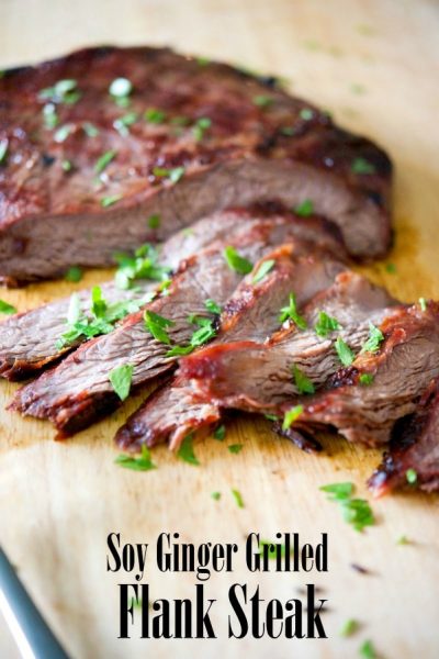 Flank steak marinated in fresh ginger, ginger, soy sauce, and brown sugar; then grilled to perfection. A must-try on your summer grilling list.