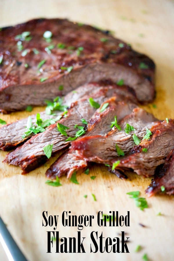 Flank steak marinated in fresh ginger, ginger, soy sauce, and brown sugar; then grilled to perfection. A must-try on your summer grilling list.