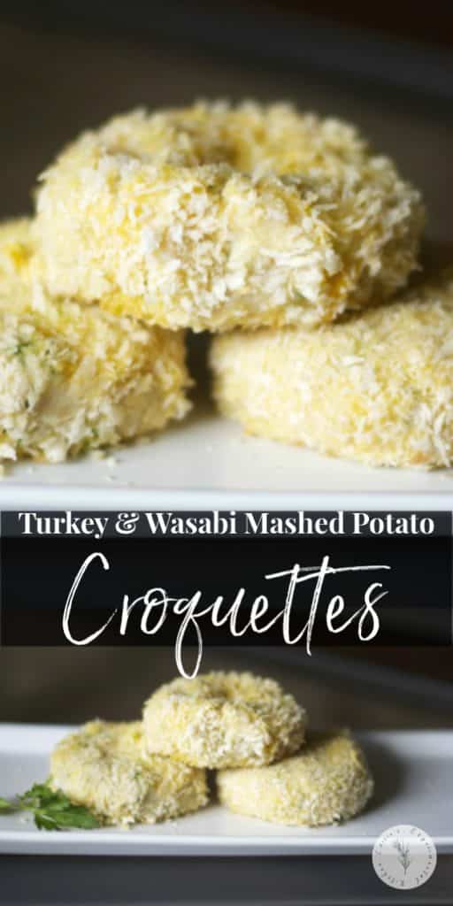 Turn leftover Thanksgiving turkey into a new meal with a slight kick with these Turkey & Wasabi Mashed Potato Croquettes.