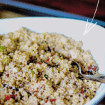 a bowl of mediterranean quinoa salad
