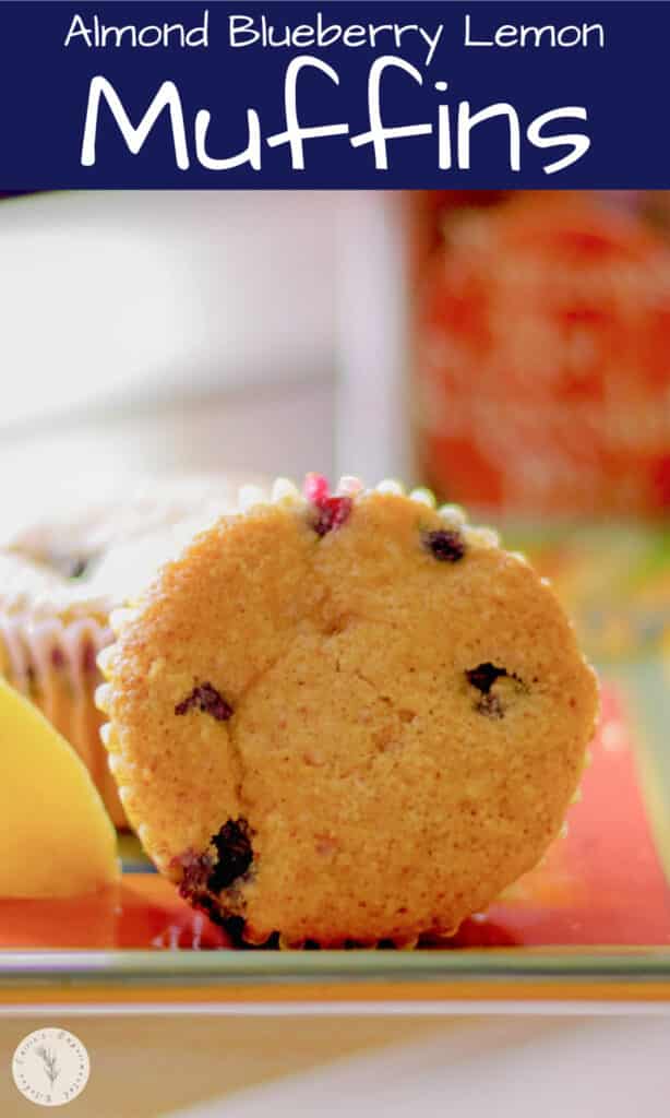 These muffins made with almond and bread flours, brown sugar, oil, blueberries and lemon are delicious and make a tasty breakfast.