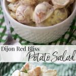Two images of Dijon Red Bliss Potato Salad
