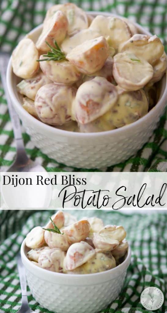 Two images of Dijon Red Bliss Potato Salad