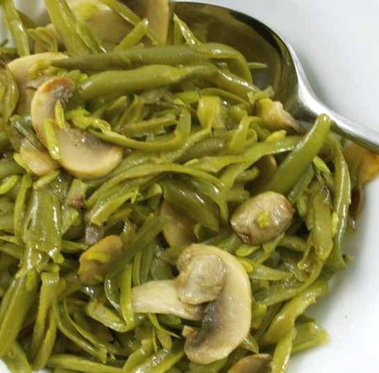 A plate of food, with Bean and Mushroom