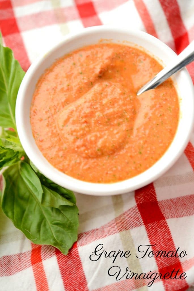 A bowl of Grape Tomato Vinaigrette