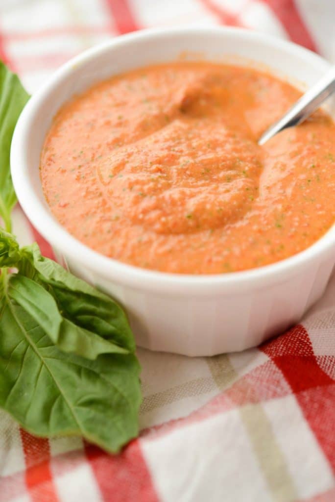 A close up of Grape tomato vinaigrette