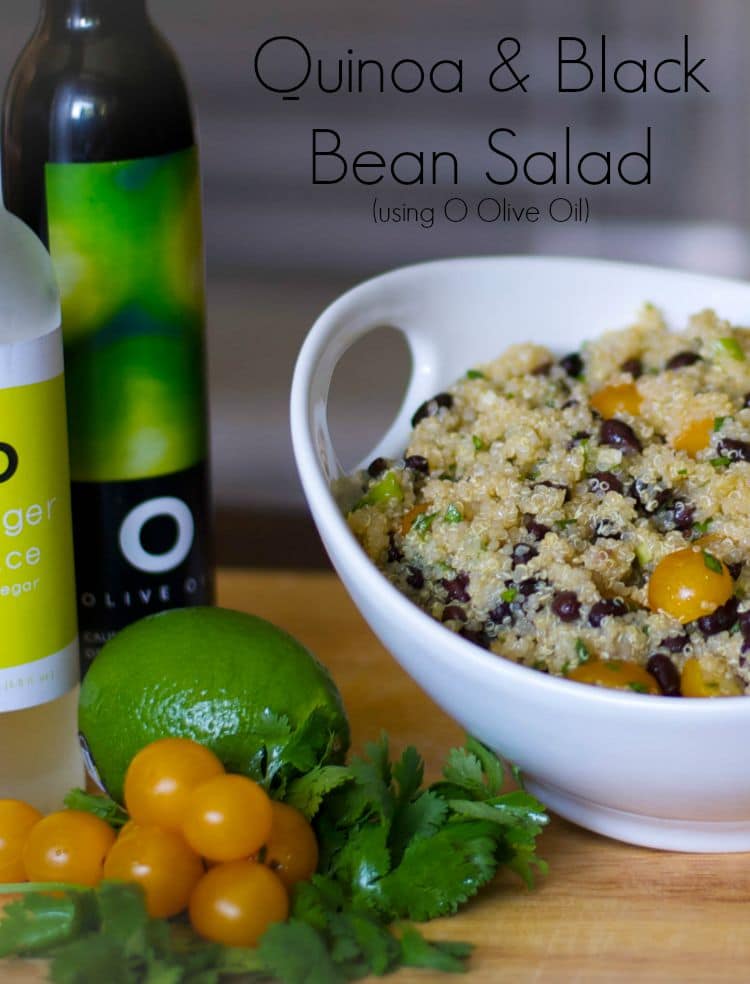 Quinoa Salad with Black Beans and Golden Sunburst Tomatoes in a Tahitian Lime Olive Oil and Ginger Rice Vinaigrette.