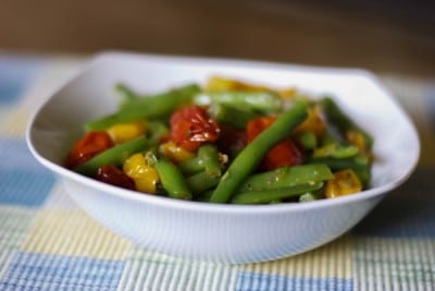 Roasted Grape Tomato Green Bean Salad