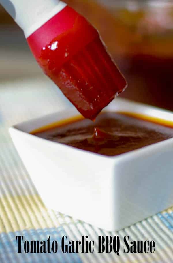 Tomato Garlic BBQ Sauce made with brown sugar, tomato paste, vinegar, molasses and honey is perfect on grilled chicken or ribs. Tomato Garlic BBQ Sauce made with brown sugar, tomato paste, vinegar, molasses and honey is perfect on grilled chicken or ribs.