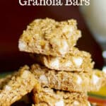 White Chocolate Apple Walnut Granola Bars make a tasty afternoon snack or on the go breakfast when you're craving something a little sweet.