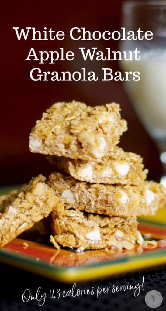 White Chocolate Apple Walnut Granola Bars make a tasty afternoon snack or on the go breakfast when you're craving something a little sweet.