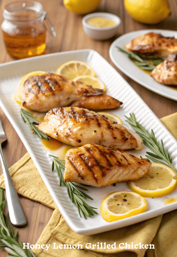 honey lemon grilled chicken on a plate