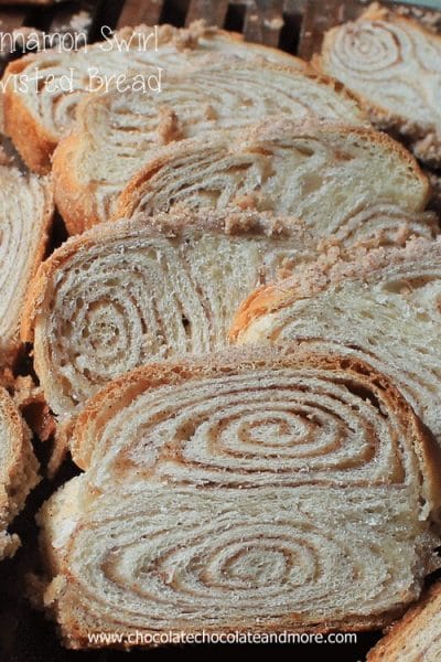 A close up of a piece of cinnamon bread