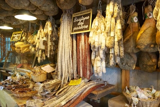 Hanging cured meats