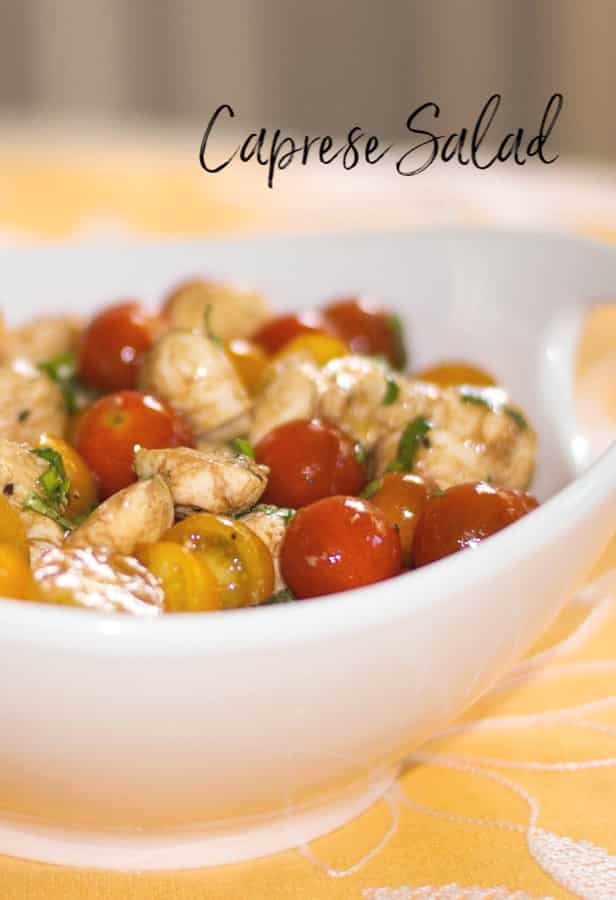 Nothing tastes better during summer picnics than this Caprese Salad made with fresh Ciliegine mozzarella combined with garden tomatoes and basil.