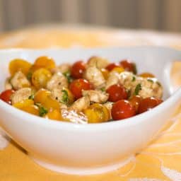 Caprese Salad in white bowl