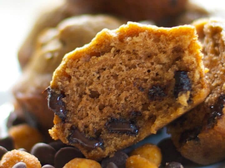 Chocolate, peanut butter and bananas combined into a flavorful, decadent muffin. Eat them for breakfast or an afternoon snack!