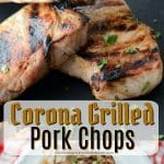 Center cut boneless pork chops marinated in a brine of Corona beer, fresh lime juice and cilantro; then grilled to perfection.