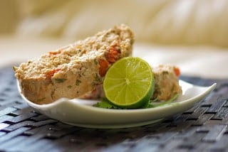 A piece of fiesta turkey meatloaf on a plate