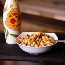 A bowl of mediterranean chick pea salad