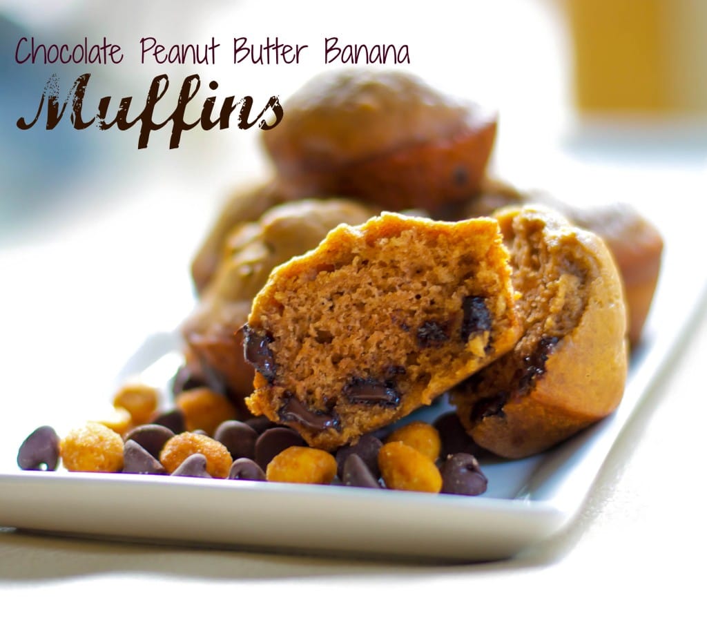 Chocolate Peanut Butter Banana Muffins