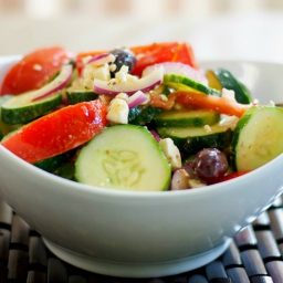A close up of Greek Salad