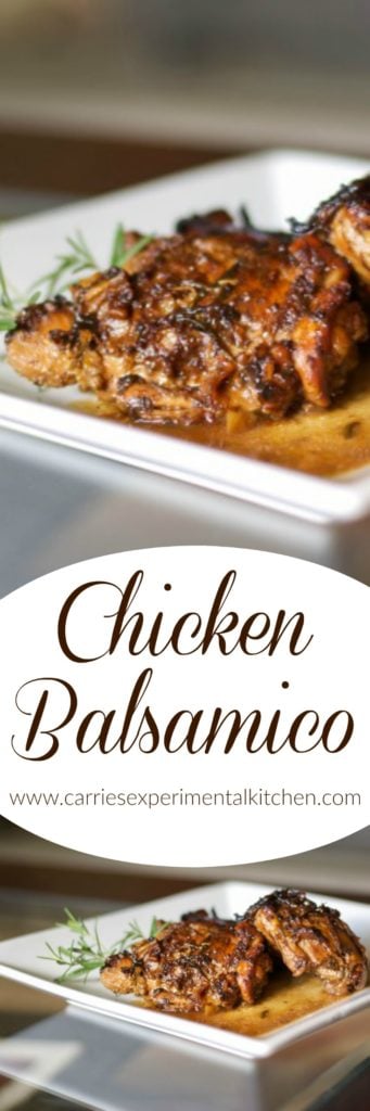 Your family is going to love Chicken Balsamico made with bone-in chicken thighs cooked in a balsamic white wine sauce with fresh chopped rosemary. 