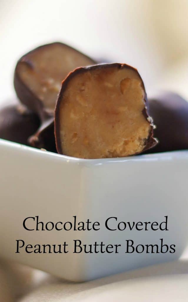 Chunky peanut butter coated in dark chocolate make these Chocolate Covered Peanut Butter Bombs the perfect flavor combination. 