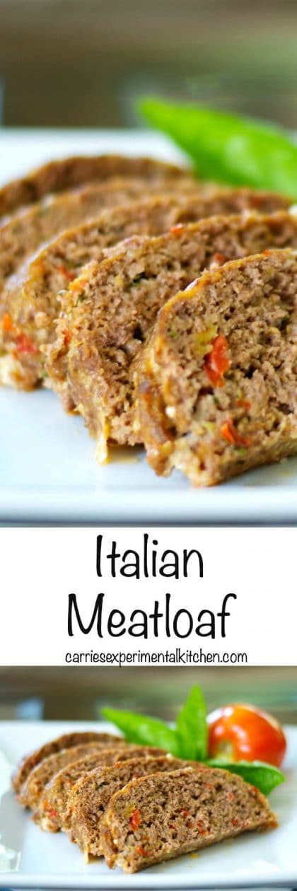 Italian Meatloaf made with lean ground beef, basil, garlic, tomatoes, Pecorino Romano grated cheese and Italian breadcrumbs. #beef #groundbeef #italian #meatloaf