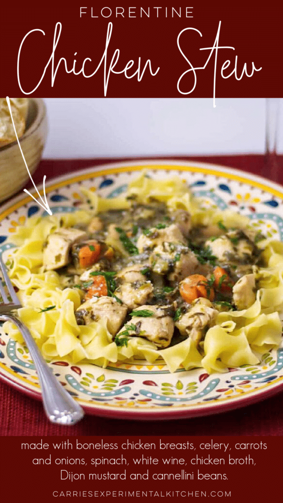 a plate of florentine chicken stew