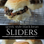 collage photo of greek black bean sliders