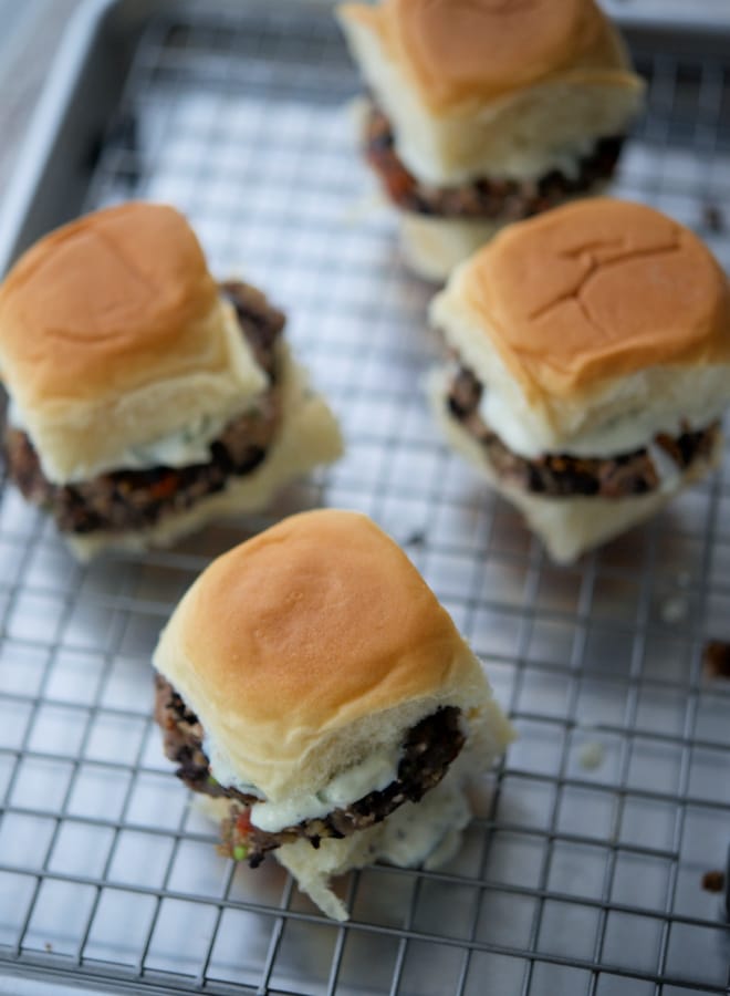 four black bean sliders
