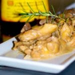 Braised Chicken with Cremini Mushrooms in a Frangelico Cream Sauce