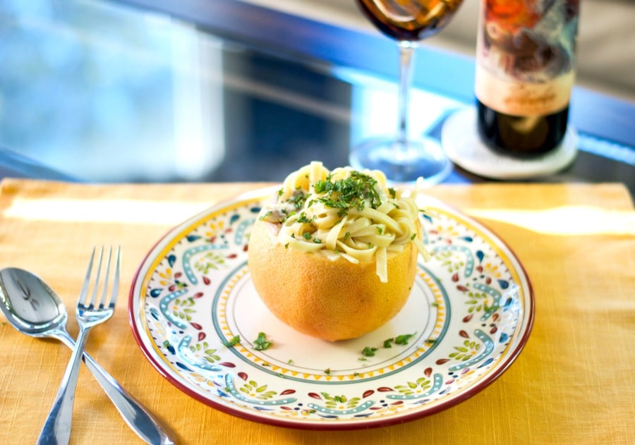 Fettuccine with Pink Grapefruit & Mint