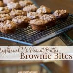Chocolate Peanut Butter Brownie Bites on a cooling rack