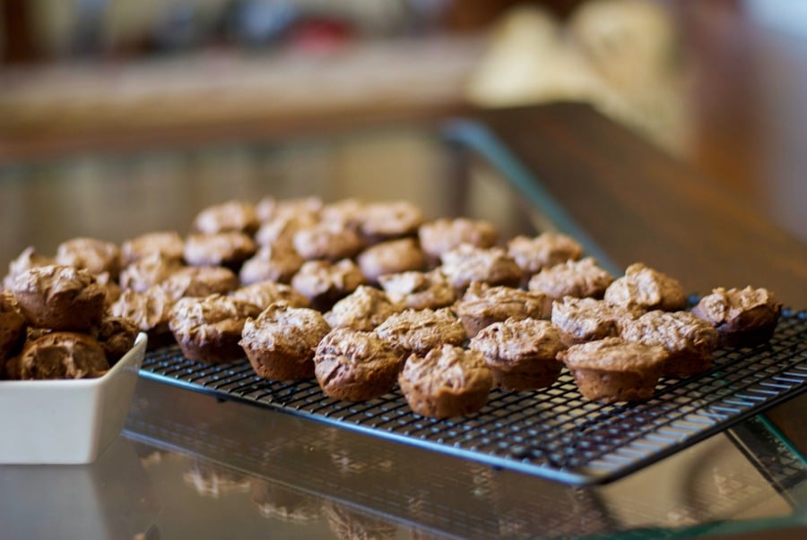 Lightened Up Chocolate Peanut Butter Brownie Bites