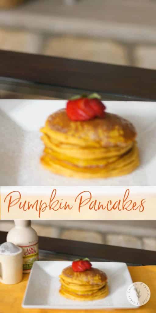Homemade pancakes made with pumpkin spice and pure pumpkin are a tasty treat for breakfast on a Fall morning or holiday brunch. 