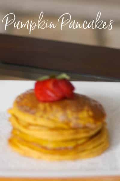 Homemade pancakes made with pumpkin spice and pure pumpkin are a tasty treat for breakfast on a Fall morning or holiday brunch. 