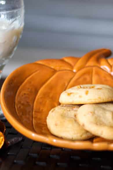 Pumpkin Spice Hershey's Kisses combined with my favorite soft and moist sugar cookie recipe. A tasty Fall treat the kids will love.