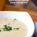 Stacciatella alla Romano or Roman Style Egg Drop Soup in a bowl